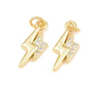 KitBeads 20Pcs Zirconia Lightning Charms Brass Flash Thunder Dangle Charms for DIY Jewelry Making