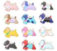 KitBeads 24Pcs 12 Colors Enamel Dog Charms Running Puppy Pet Cute Animal Charms for Jewelry Making Necklaces Bracelets Earrings Crafts