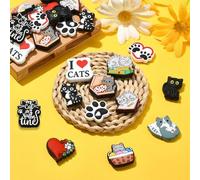 KitBeads 24pcs 12 Styles Silicone Black Cat Beads Cute Heart Kitten Dog Paw Print Beads Rubber Pet Animal Focal Beads for Jewellery Making Bulk