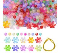 KitBeads 250Pcs Random Acrylic Daisy Beads Colorful Round Floral Beads Gradient Flower Bead Caps for Jewellery Making Bulk Bracelets DIY Crafts