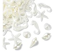 KitBeads 260Pcs Random White Marine Beads Seashell Seahorse Starfish Beads Baroque Plastic Pearl Sea Animal Beads for Jewellery Making Bracelets Crafts