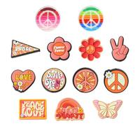 KitBeads 26Pcs 13 Styles Peace Sign Beads PVC Hippie Groovy Beads Boho Heart Daisy Flower Silicone Beads for Jewellery Making Keychains Pens Crafts Bulk