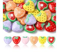 KitBeads 26Pcs 6 Styles Heart Shaped Fruit Beads Acrylic Peach Grape Orange Strawberry Beads for Jewellery Making Bracelets Necklaces Crafts Bulk