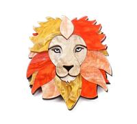 KitBeads 2Pcs Acrylic Lion Badge Pins Orange Red Lion Face Brooches King Animal Lapel Pins for Backpack Clothes Purse Bag Shoes Hats Crafts