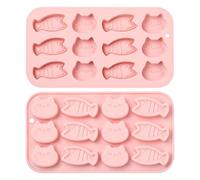 KitBeads 2Pcs Cat and Fish Silicone Moulds Kitten Head Cute Animal Fondant Moulds for Baking Candle Resin DIY Soaps Crafts Decorations