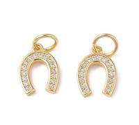 KitBeads 2pcs Cubic Zirconia Horse Shoe Charms Western Cowboy Lucky Charms Brass U Shape Horseshoe Charms for Jewelry Making Bracelets Necklace Bulk