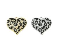 KitBeads 2Pcs Leopard Printed Heart Charms Cubic Zirconia Love Heart Charm for Jewelry Making Bracelets Earrings Necklaces Crafts Bulk