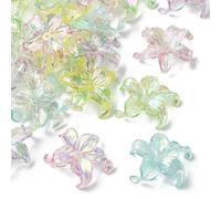KitBeads 30Pcs 6 Styles Lily Beads Acrylic Transparent Trumpet Bell Flower Beads AB Colour Big Flower Caps for Jewellery Making Bracelets Necklace Bulk