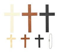 KitBeads 30Pcs 6 Styles Wood Cross Charm Pendants Wooden Cross Craft Decoration with Iron Ball Chains for Keychain Bracelet Necklace Crafts
