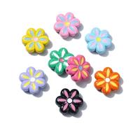 KitBeads 30pcs Enamel Daisy Beads for Jewellery Making Colorful 6-Patel Flower Beads Alloy Floral Spring Daisy Flower Beads for Bracelets Necklace Earrings Crafts Bulk