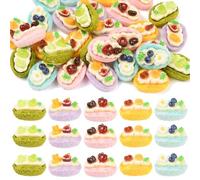 KitBeads 30Pcs Miniature Figurines Cake Resin Ornaments Imitation Mini Dessert Food No Hole Beads Display for Handmade Embellishments Home Kitchen Desktop Decor