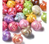 KitBeads 30Pcs Random Iridescent Peach Beads Acrylic UV Plating Fruit Bead 3D Peach Beads for Jewellery Making Bracelets Necklaces Crafts Bulk