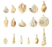KitBeads 32Pcs 16 Styles Seashell Shape Charms Summer Beach Acrylic Imitation Conch Shell Charms for Bracelet Necklace Jewelry Making Supplies