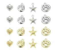 KitBeads 32Pcs 8 Styles Star Paw Heart Charms Two Tone Vintage Bread Animal Footprint Love Charms for Crafts Bracelets Necklaces Earrings Bulk