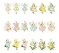 KitBeads 36pcs Enamel Fairy Charms 18 Styles Butterfly Princess Flower Magic Wand Angel Charms for Jewellery Making Bracelets Necklace Crafts Bulk