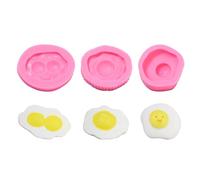 KitBeads 3pcs 3 Styles Silicone Egg Molds Pink Food Shaped Moulds Handmade Poached Baking Moulds for Soap DIY Decoration Making