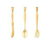 KitBeads 3Pcs Stainless Steel Tableware Charms Big Gold Tone Dinner Knife Fork Spoon Charms for Bracelets Necklaces Jewellery Making Crafts Bulk