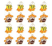 KitBeads 40pcs 2 Styles Enamel Bee Charms Colourful Sweet Honey Jar Charm Lovely Honeycomb Charms for Jewellery Making Crafts Bulk Bracelets