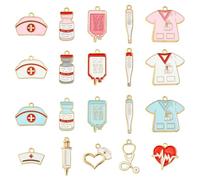 KitBeads 40Pcs 20 Styles Enamel Medical Charms Syringe Nurse Charms Colourful Nursing Doctor Charms for Jewellery Making Necklace Bracelets Crafts Bulk