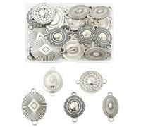 KitBeads 40pcs 5 Styles Antique Oval Connector Charms Cowboy Western Chain Belt Filigree Charms for Jewelry Making Bracelets Necklaces Crafts