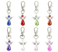 KitBeads 40Pcs 8 Colors Plastic Pearl Angel Charms Dangle Fairy Charms with Swivel Clasps Hook for Bag Pouch Purse Key Jewelry Making Crafts
