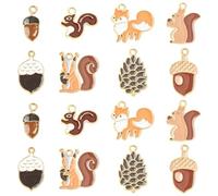 KitBeads 40Pcs 8 Styles Squirrel Pine Cone Charms Fall Food Plant Autumn Animal Charms for Necklaces Bracelets Earrings Jewelry Making Crafts