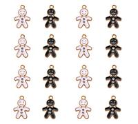 KitBeads 40pcs Black and White Ginger Bread Man Charms Enamel Rhinestone Christmas Charms Kawaii Food Dessert Charms for Jewellery Making Bulk