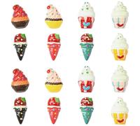 KitBeads 40Pcs Cherry Cupcake Resin Cabochons Opaque Ice Cream Cone Food Flatback Charms for Crafts Scrapbooking DIY Phone Case Decor