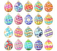 KitBeads 40Pcs Easter Egg Charms Enamel Chick Spring Flower Charms 20 Styles Pearl Print Easter Charms for Jewellery Making Bracelets Necklaces Crafts
