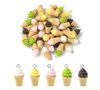 KitBeads 40Pcs Ice Cream Resin Charms Colorful 3D Sweet Food Dangle Beach Summer Charms for Jewelry Making Earrings Necklaces Crafts