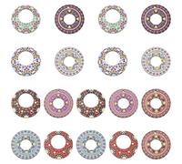 KitBeads 45Pcs 9 Colors Flat Round Wood Charms Vintage Boho Printed Basswood Dangle Earring Charms for Jewelry Making Necklaces Earrings Crafts