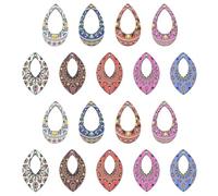 KitBeads 45Pcs 9 Styles Teardrop Wood Charms Vintage Boho Horse Eye Shaped Dangle Earring Charms for Jewellery Making Necklaces Earrings Crafts
