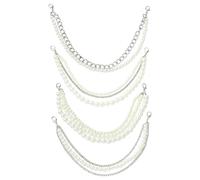 KitBeads 4Pcs Plastic Pearl Bling Shoe Charms Double White Pearl Chains With Lobster Clasp for Shoes Buckles Bags Car Keychains Accessories