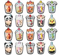 KitBeads 50Pcs 10 Styles Animals Milk Tea Cup Cabochons PVC Bubble Tea Drink Flatback Cabochons Colourful Zoo Cabochons for Jewellery Making DIY Craft
