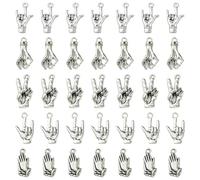 KitBeads 50pcs 5 Styles Tibetan Hand Gesture Charms Antique Silver Hand Shaped Charms Victory Success Praying Hand Sign Charms for Jewelry Making