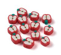 KitBeads 50pcs Polymer Clay Apple Beads Handmade Apple Shape Bead Mini Food Red Fruit Beads for Jewellery Making Bracelets Necklace Crafts Bulk