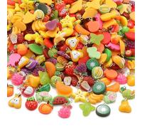 KitBeads 50Pcs Resin Fruit Pendants with Platinum Loops Mixed Shape 3D Tropical Fruits Dangle Charms for Jewelry Making DIY Crafts Supplies