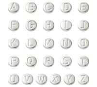 KitBeads 52Pcs 26 Styles Metal Flat Round Letter Bead Stainless Steel A-Z Capital Alphabet Beads for Jewellery Making Bracelets Necklaces Crafts Bulk