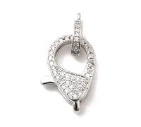 KitBeads 5Pcs Brass Micro Pave Cubic Zirconia Lobster Claw Clasps CZ Stone Snap Hook with Jump Rings for Jewelry Making Necklaces Bracelets DIY