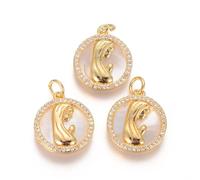 KitBeads 5Pcs Cubic Zirconia Flat Round with Virgin Mary Charms Brass Shell Religious Christian Golden Color Pendants for Jewelry Making Bracelets Earrings Necklace Bulk