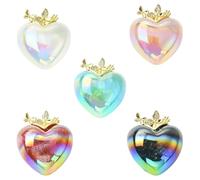 KitBeads 5Pcs Heart Crown Charms Glitter AB Color Resin Sacred Heart Charms for Jewelry Making Necklaces Bracelets Earrings Crafts Bulk