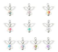 KitBeads 60Pcs 10 Colors Guardian Angel Charms Mini Acrylic Round Bead Fairy Wing Pendants for Jewelry Making Bracelets Necklaces Crafts Bulk