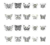 KitBeads 60Pcs 12 Styles Tibetan Butterfly Beads Antique Luna Moth Butterfly Wing Beads Metal Aniaml Insect Spacer Beads for Jewellery Making Bracelets Crafts Bulk