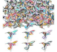 KitBeads 60Pcs 6 Colors Bird Connector Charms 2 Holes Animal Links Colorful Humming Bird Charms for Bracelet Necklace Lanyard Jewelry Making