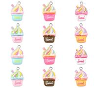 KitBeads 60Pcs 6 Colors Resin Ice Cream Charms Sweet Food Dessert Charms Opaque Sundae Cake Charms for Jewelry Making Necklaces Earrings Crafts Bulk