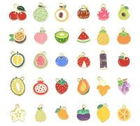 KitBeads 60Pcs Random Pineapple Watermelon Strawberry Charms Summer Mixed Shape Enamel Fruit Charms for Jewellery Making Bracelets Necklaces Crafts