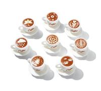 KitBeads 64Pcs 9 Styles Micro Miniature Coffee Cups Resin Tiny 3D Drink Plate Mug Figurines for Landscape Home Dollhouse Accessories Party Decor