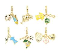 KitBeads 6Pcs Soccer Football Charms Cubic Zirconia Uniform Shoes Gold Sport Large Hole Charms for European Bracelets Necklaces Jewelry Making Crafts