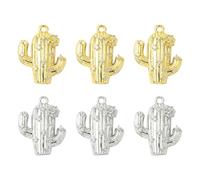 KitBeads 6Pcs Tropical Cactus Charms Brass Cubic Zirconia Summer Dessert Plant Succulent Charms for Bracelets Necklaces Jewelry Making Crafts