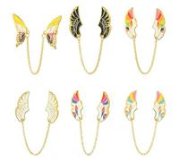 KitBeads 6Pcs Wings Enamel Pins Hanging Chain Angel Wing Brooches Fairy Feather Lapel Pins for Clothes Backpack Hats Jackets Badge Craft